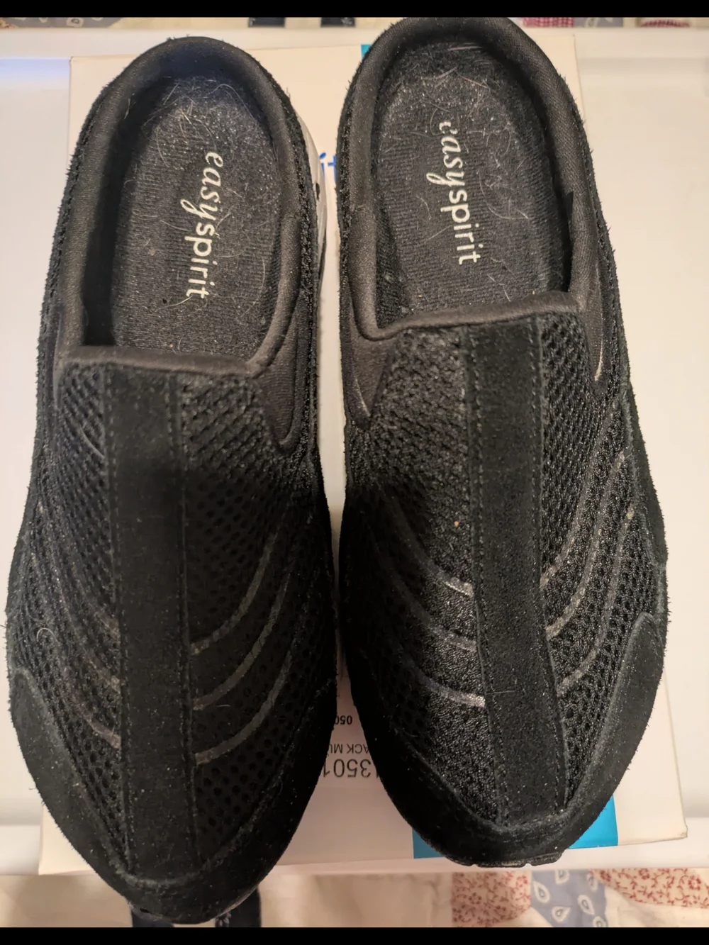 Easy Spirit Black Slip-On Mesh/Suede Clogs - Picture 4 of 10